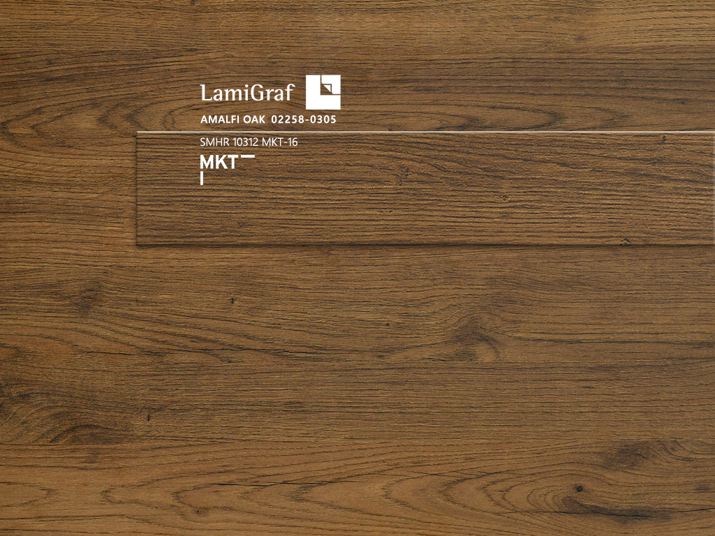 Lamigraf Amalfi Oak im Dekorverbund mit passender MKT GmbH Kante ALPHA-TAPE® SMHR10312 MKT-16